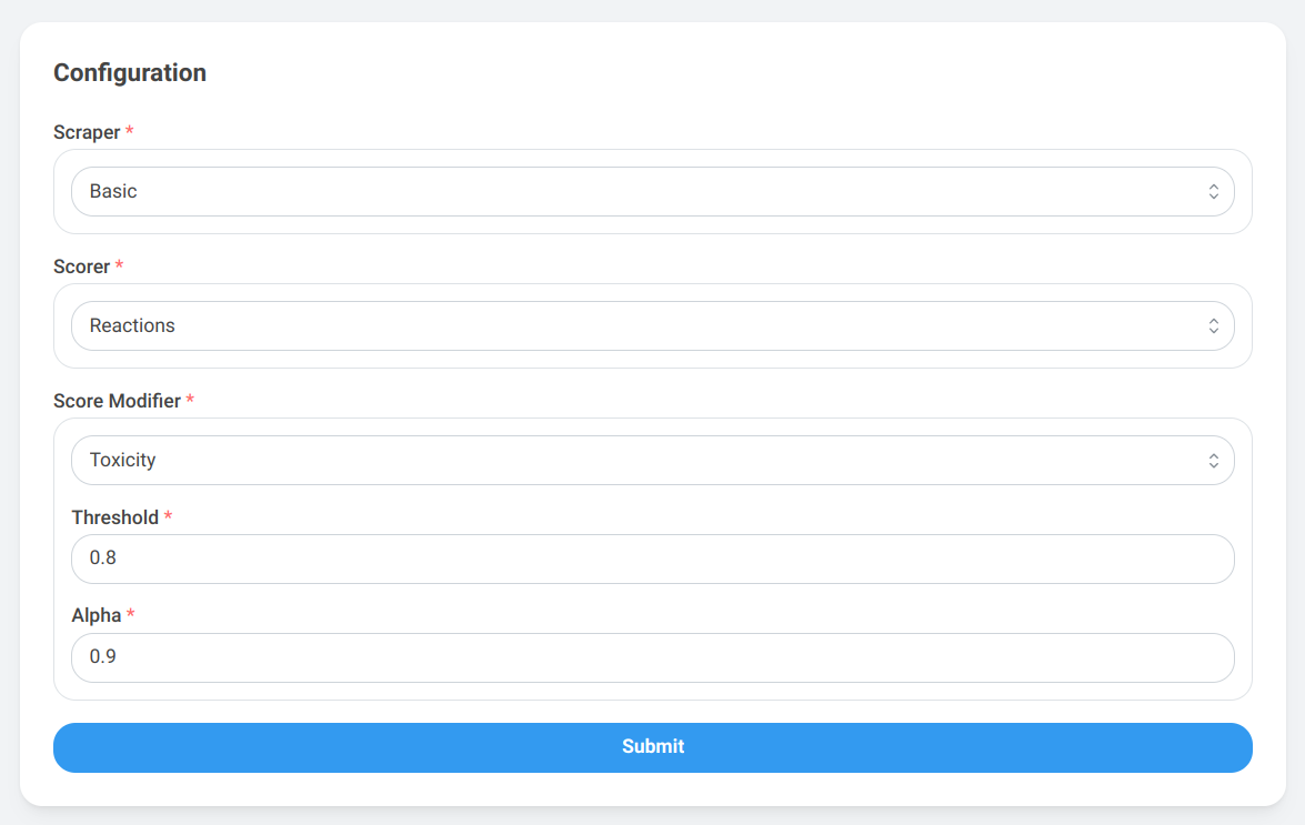 Configuration form example